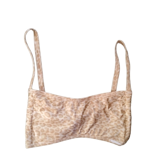 Kendall & Kylie Silky Cream & Tan Color Animal Print Open Back Bikini - Picture 1 of 3